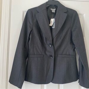 Ann Taylor Pinstriped Grey Lined Blazer SZ 4 NWT